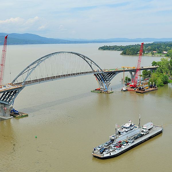 A post-Irene photo of the new bridge arch in place. Photo by Lars Gange and MansfieldHeliflight.