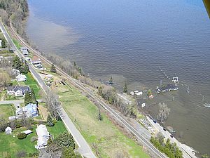 Spring flooding in 2011 at Ferry Landing at Port Kent, NY. Photo by LCBP.