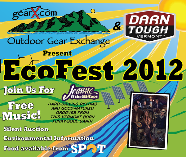 The 2012 Vermont EcoFest will be held in Burlington, VT on September 8 from 11:00 AM - 5:00 PM. Graphic by Outdoor Gear Exchange.