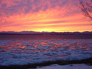 Ice forms on Lake Champlain near Hills Point in Charlotte, VT. Photo by John Winton.