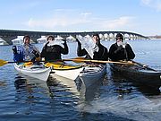 Even if air temperatures seem balmy, the lake takes much longer to warm up.  Photo by Jon Long.